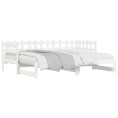Pull-out Day Bed without Mattress White 2x(90x200) cm Solid Wood