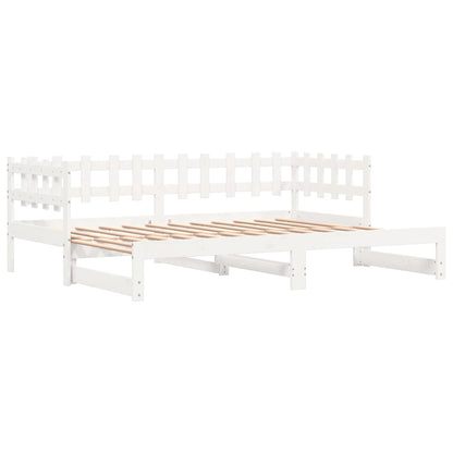 Pull-out Day Bed without Mattress White 2x(90x200) cm Solid Wood