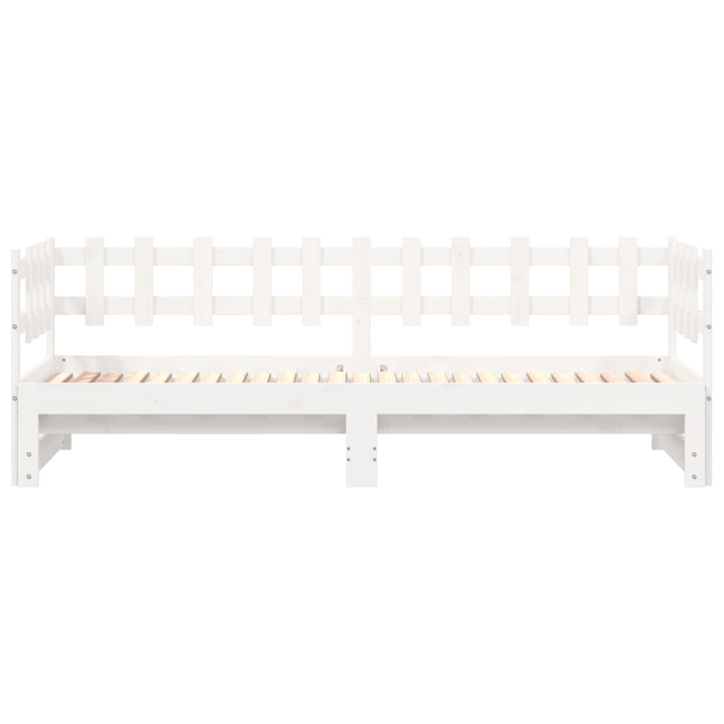 Pull-out Day Bed without Mattress White 2x(90x200) cm Solid Wood