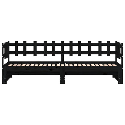 Pull-out Day Bed without Mattress Black 2x(90x200) cm Solid Wood