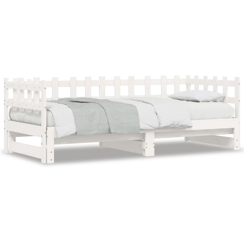 Pull-out Day Bed without Mattress White 2x(90x190) cm Solid Wood