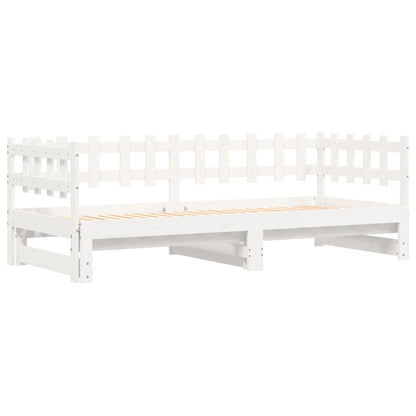 Pull-out Day Bed without Mattress White 2x(90x190) cm Solid Wood
