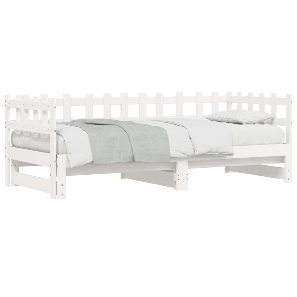 Pull-out Day Bed without Mattress White 2x(90x190) cm Solid Wood