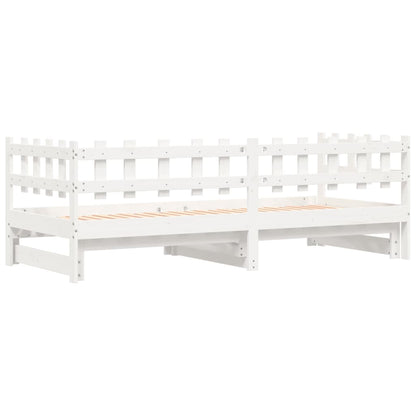 Pull-out Day Bed without Mattress White 2x(90x190) cm Solid Wood