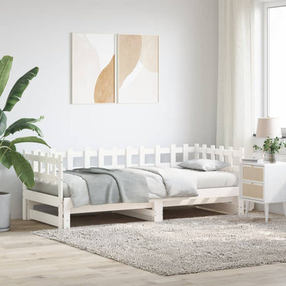 Pull-out Day Bed without Mattress White 2x(90x190) cm Solid Wood