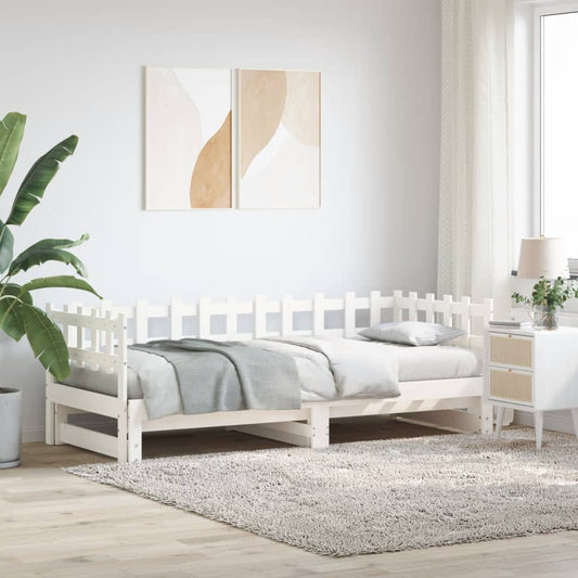 Pull-out Day Bed without Mattress White 2x(90x190) cm Solid Wood