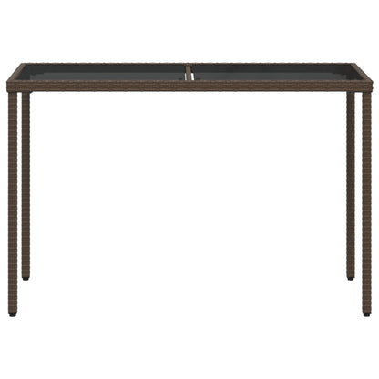 Garden Table with Glass Top Brown 115x54x74 cm Poly Rattan