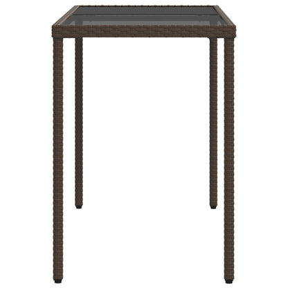Garden Table with Glass Top Brown 115x54x74 cm Poly Rattan