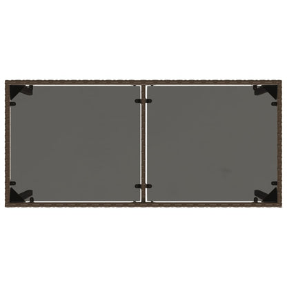 Garden Table with Glass Top Brown 115x54x74 cm Poly Rattan