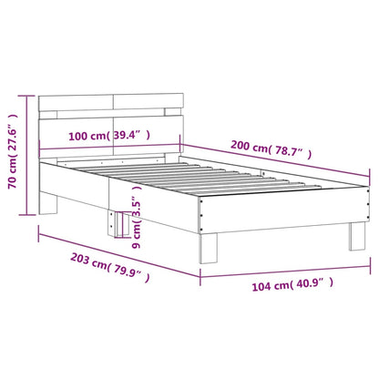 Bed Frame without Mattress with Headboard Smoked Oak 100x200 cm