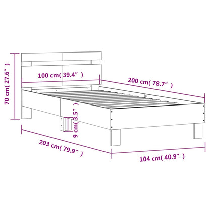 Bed Frame without Mattress with Headboard Brown Oak 100x200 cm