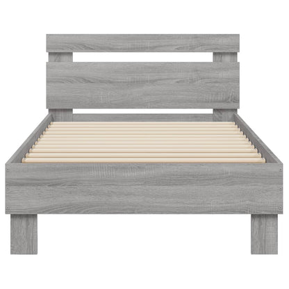 Bed Frame without Mattress with Headboard Grey Sonoma 75x190 cm Small Single