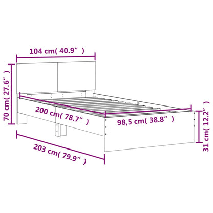 Bed Frame without Mattress with Headboard White 100x200 cm