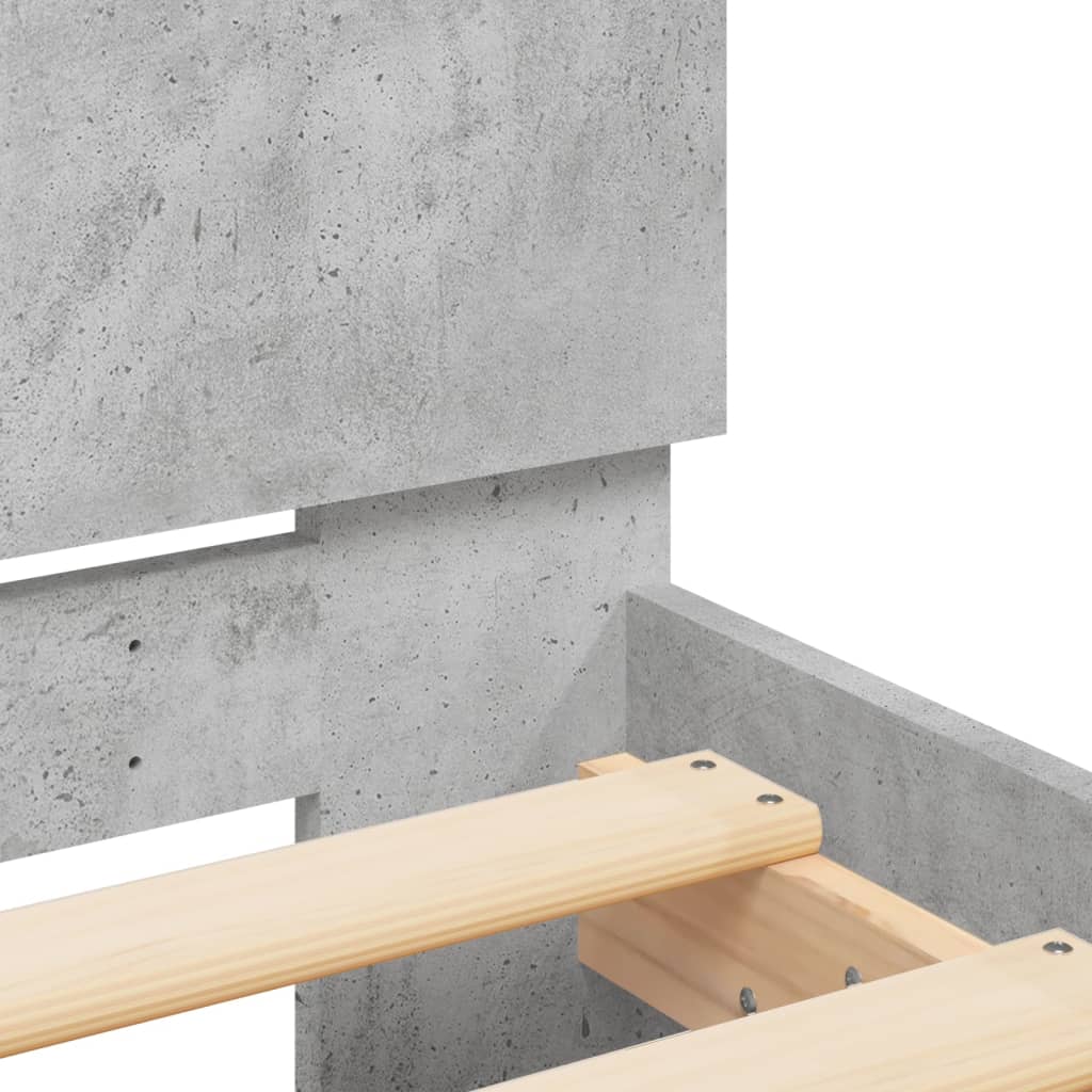 Bed Frame without Mattress with Headboard Concrete Grey 100x200 cm