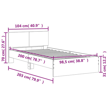 Bed Frame without Mattress with Headboard Concrete Grey 100x200 cm