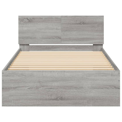 Bed Frame without Mattress with Headboard Grey Sonoma 100x200 cm