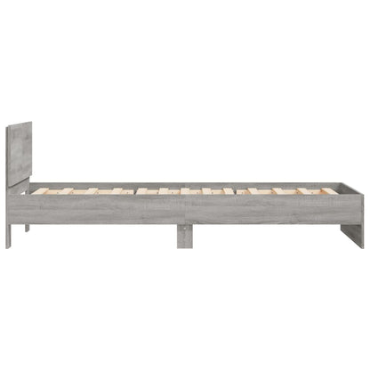 Bed Frame without Mattress with Headboard Grey Sonoma 100x200 cm