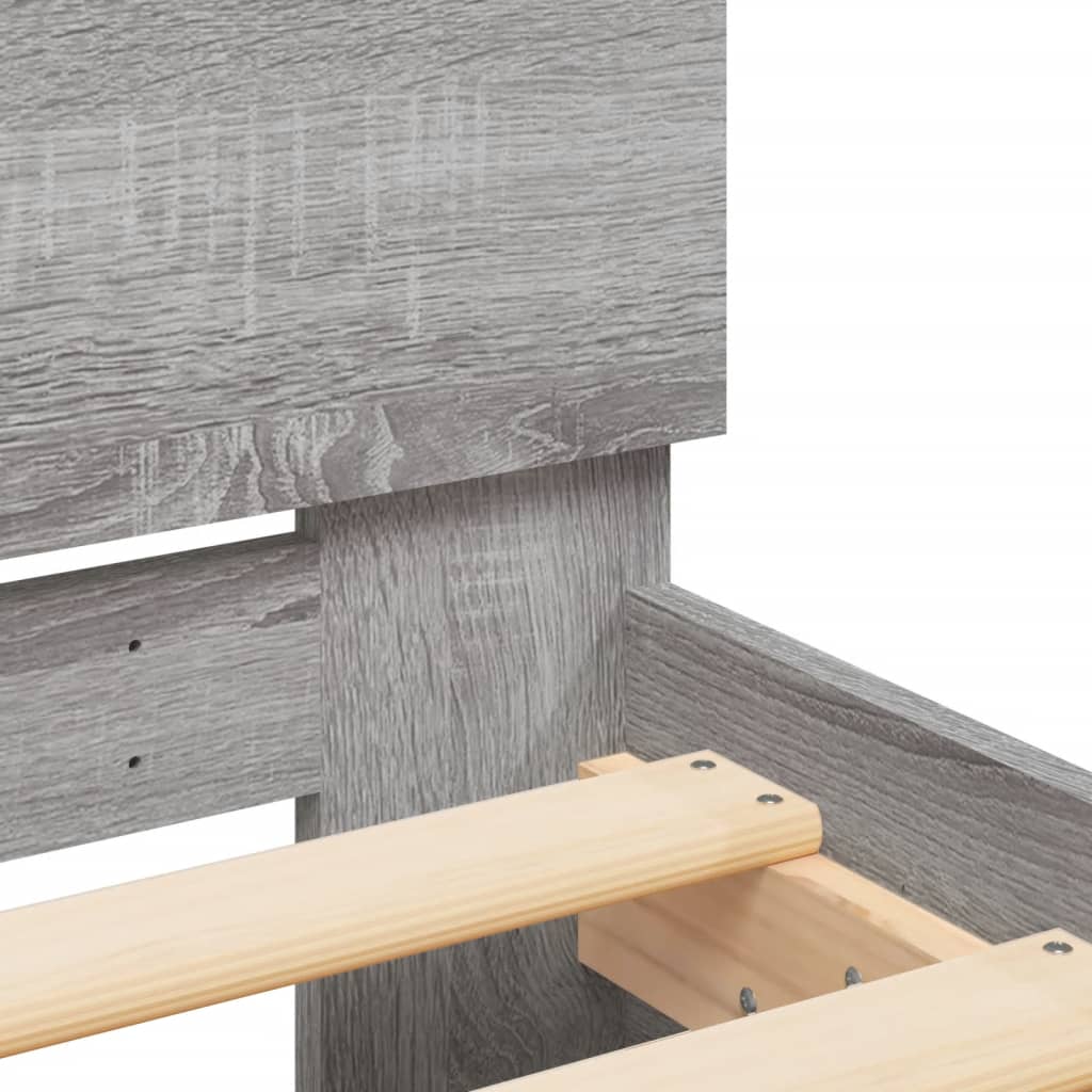 Bed Frame without Mattress with Headboard Grey Sonoma 100x200 cm