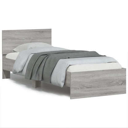 Bed Frame without Mattress with Headboard Grey Sonoma 90x200 cm