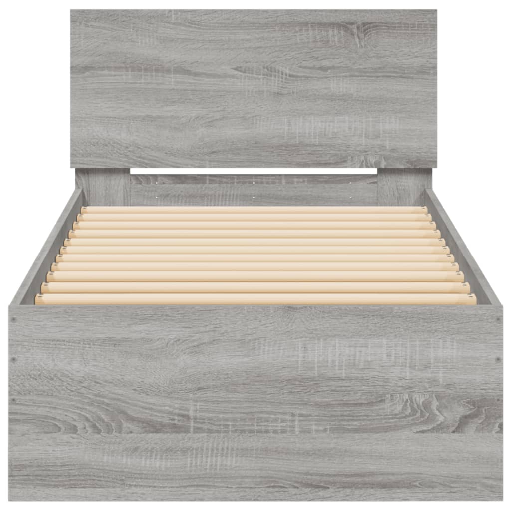 Bed Frame without Mattress with Headboard Grey Sonoma 90x200 cm
