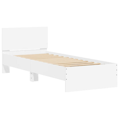 Bed Frame without Mattress with Headboard White 90x190 cm Single