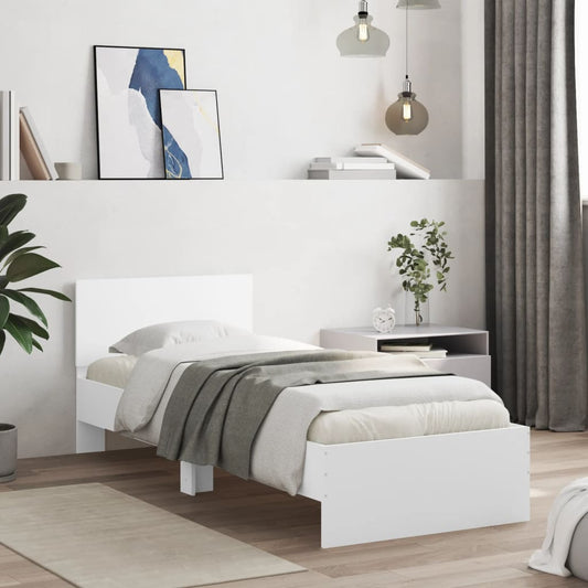 Bed Frame without Mattress with Headboard White 90x190 cm Single