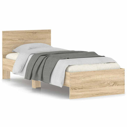 Bed Frame without Mattress with Headboard Sonoma Oak 90x190 cm Single