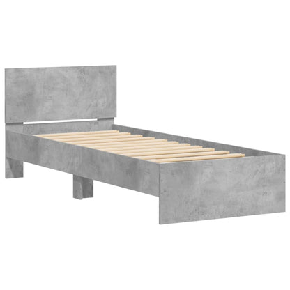 Bed Frame without Mattress with Headboard Concrete Grey 90x190 cm Single