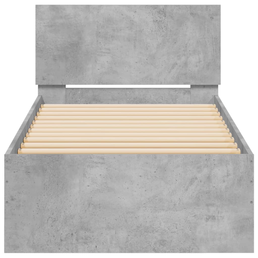 Bed Frame without Mattress with Headboard Concrete Grey 90x190 cm Single