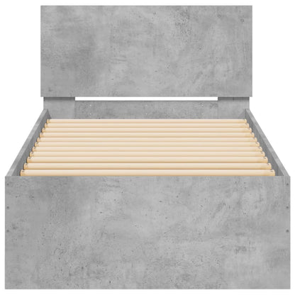 Bed Frame without Mattress with Headboard Concrete Grey 90x190 cm Single