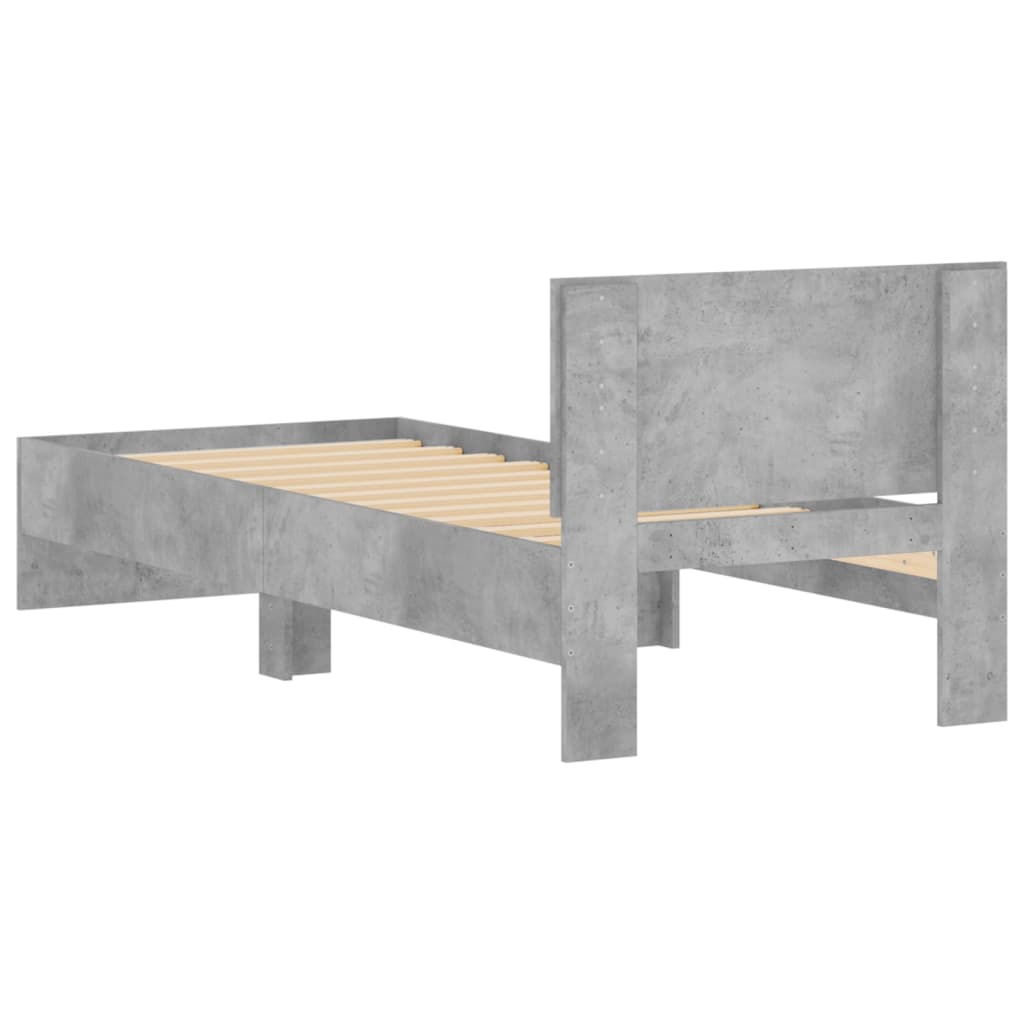 Bed Frame without Mattress with Headboard Concrete Grey 90x190 cm Single