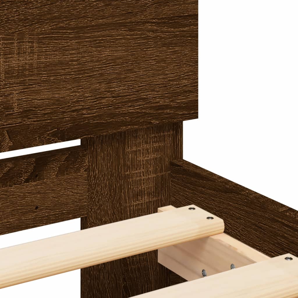 Bed Frame without Mattress with Headboard Brown Oak 90x190 cm Single