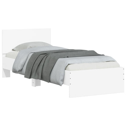 Bed Frame without Mattress with Headboard White 75x190 cm Small Single
