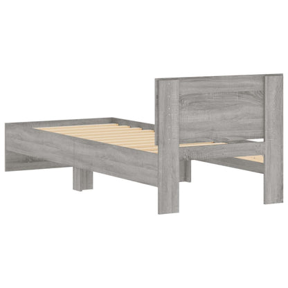 Bed Frame without Mattress with Headboard Grey Sonoma 75x190 cm Small Single