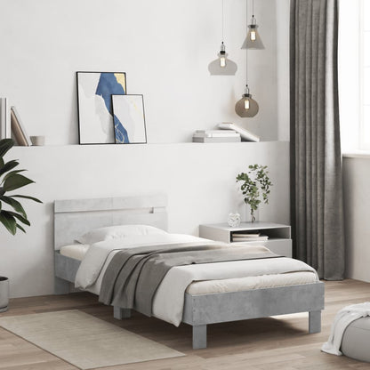 Bed Frame without Mattress with LED Lights Concrete Grey 100x200 cm