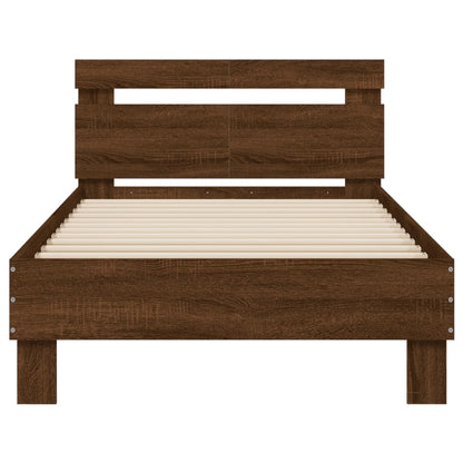 Bed Frame without Mattress with LED Lights Brown Oak 100x200 cm