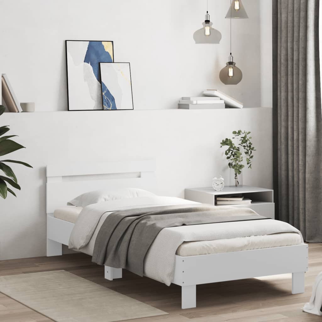 Bed Frame without Mattress with LED Lights White 90x200 cm