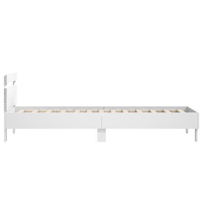 Bed Frame without Mattress with LED Lights White 90x200 cm