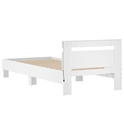 Bed Frame without Mattress with LED Lights White 90x200 cm