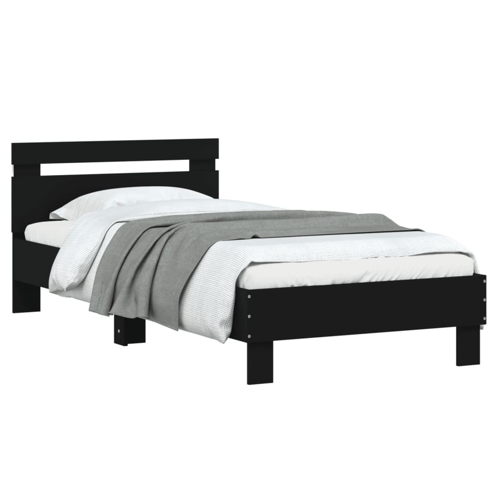 Bed Frame without Mattress with LED Lights Black 90x200 cm