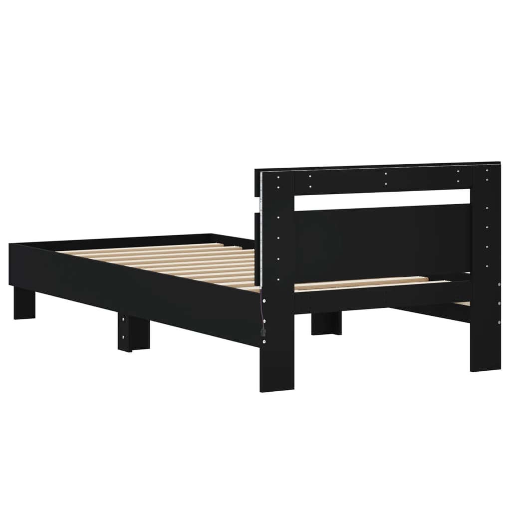 Bed Frame without Mattress with LED Lights Black 90x200 cm