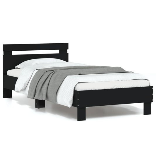 Bed Frame without Mattress with LED Lights Black 90x200 cm