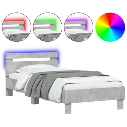 Bed Frame without Mattress with LED Lights Concrete Grey 90x200 cm