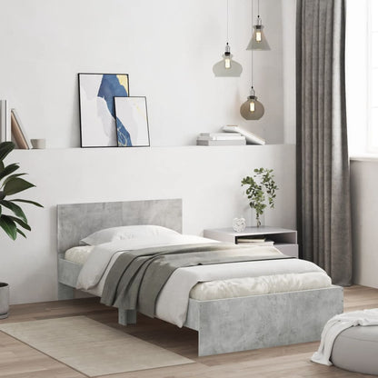 Bed Frame without Mattress with LED Lights Concrete Grey 100x200 cm