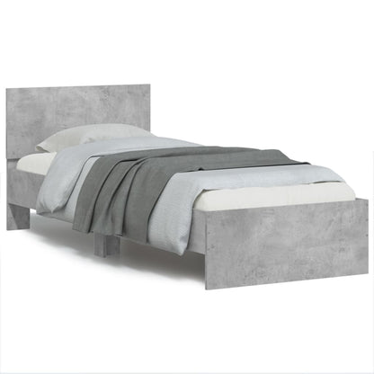 Bed Frame without Mattress with LED Lights Concrete Grey 90x200 cm