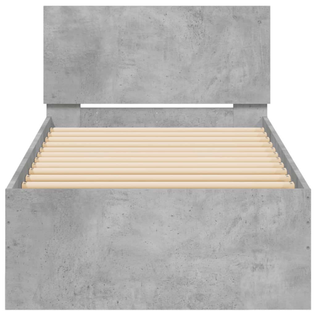 Bed Frame without Mattress with LED Lights Concrete Grey 90x190 cm Single