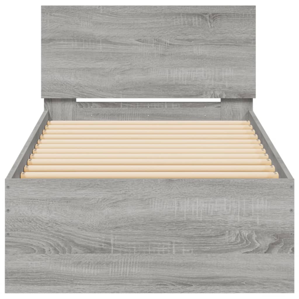 Bed Frame without Mattress with LED Lights Grey Sonoma 90x190 cm Single
