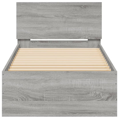 Bed Frame without Mattress with LED Lights Grey Sonoma 90x190 cm Single