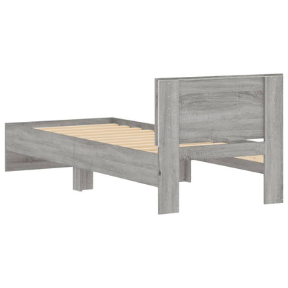 Bed Frame without Mattress with LED Lights Grey Sonoma 90x190 cm Single
