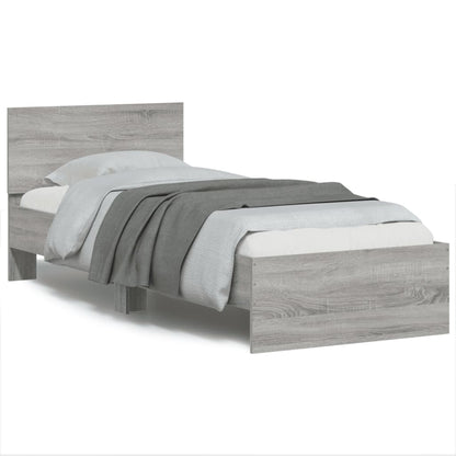 Bed Frame without Mattress with LED Lights Grey Sonoma 90x190 cm Single